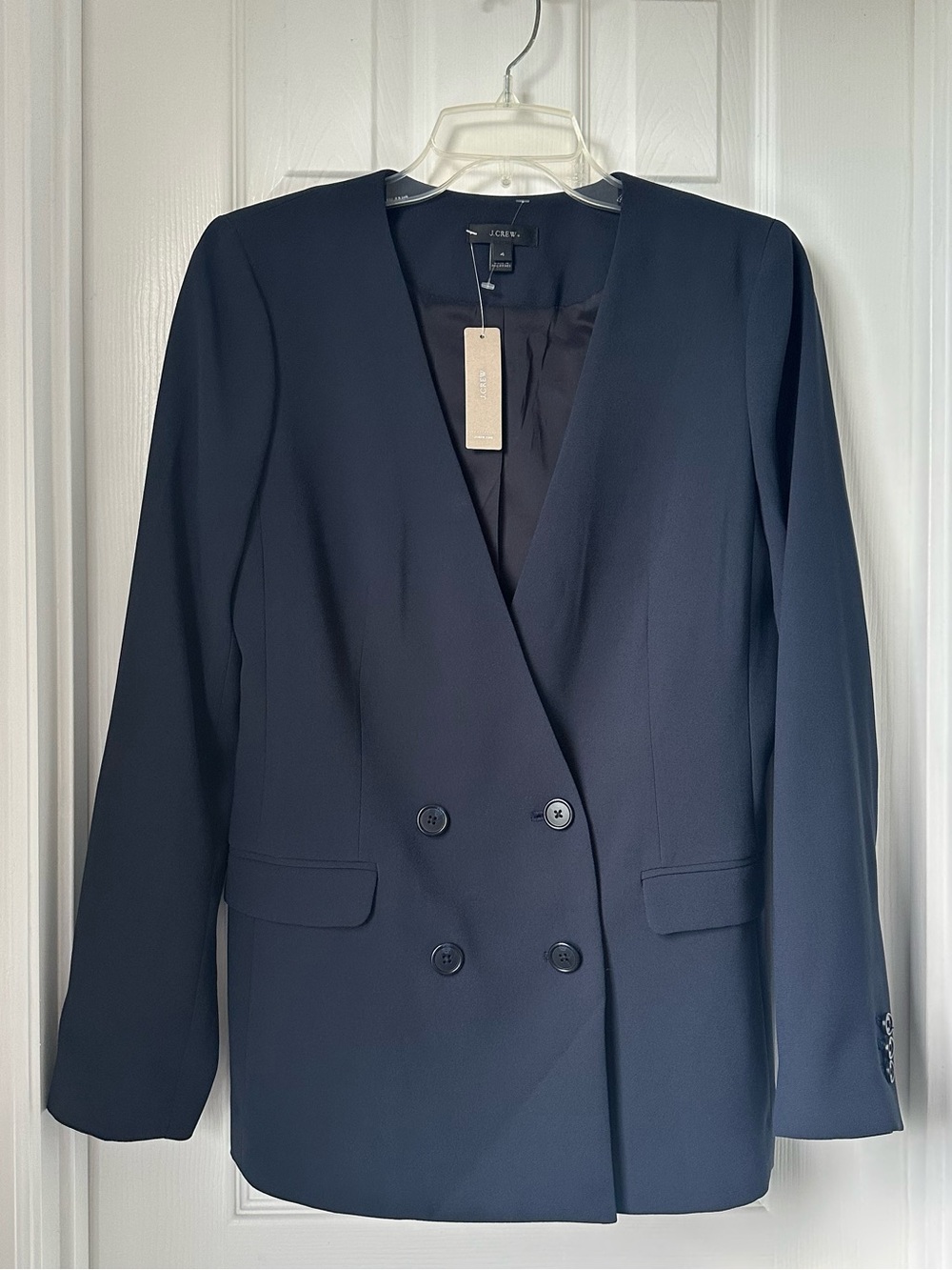 J. Crew Navy Double-Breasted V-Neck Blazer